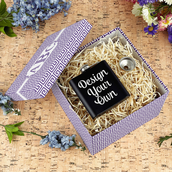 Greek Key Gift Boxes with Lid - Canvas Wrapped - Large - In Context