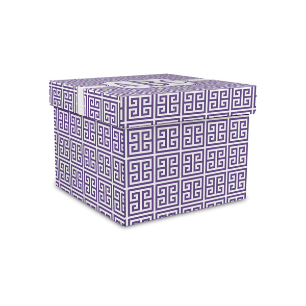 Custom Greek Key Gift Box with Lid - Canvas Wrapped - Small (Personalized)