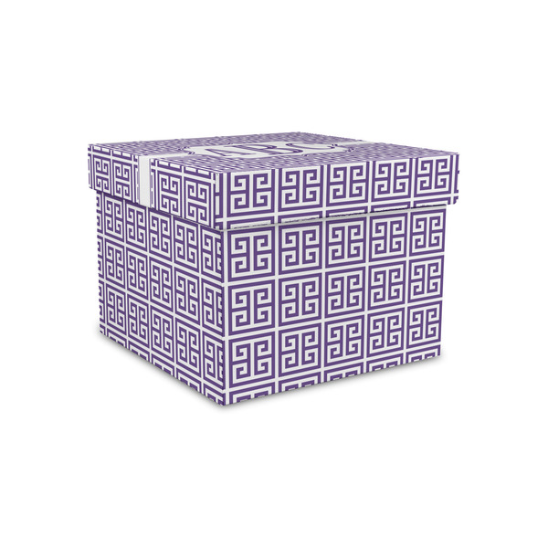 Custom Greek Key Gift Box with Lid - Canvas Wrapped - Small (Personalized)