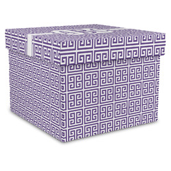 Greek Key Gift Box with Lid - Canvas Wrapped - X-Large (Personalized)