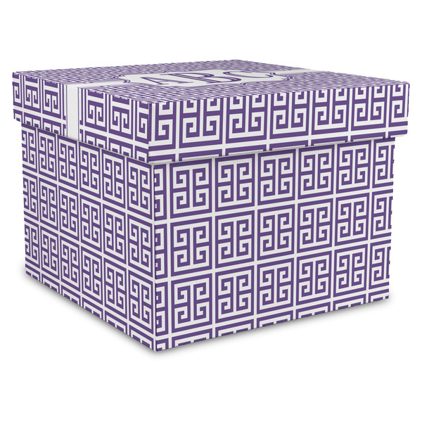 Custom Greek Key Gift Box with Lid - Canvas Wrapped - XX-Large (Personalized)