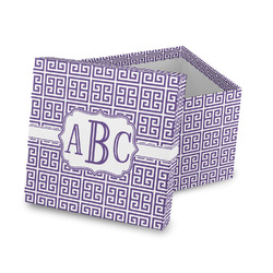Greek Key Gift Box with Lid - Canvas Wrapped (Personalized)
