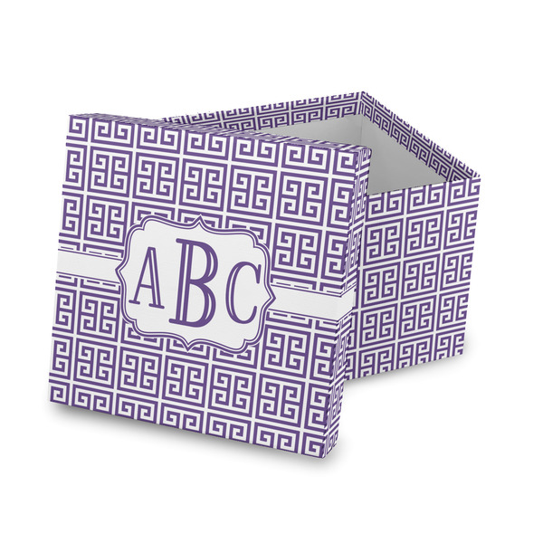 Custom Greek Key Gift Box with Lid - Canvas Wrapped (Personalized)