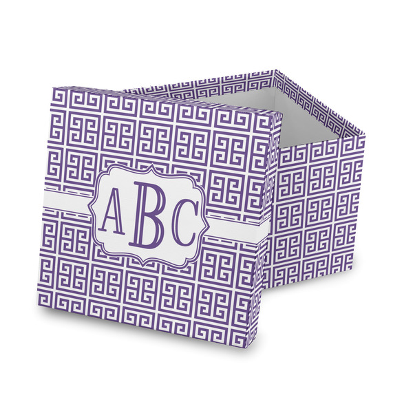 Custom Greek Key Gift Box with Lid - Canvas Wrapped (Personalized)