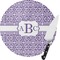 Greek Key Round Glass Cutting Board (Personalized)