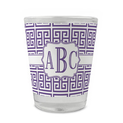 Greek Key Glass Shot Glass - 1.5 oz - Set of 4 (Personalized)