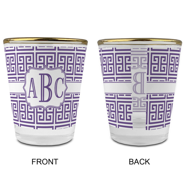 Greek Key Glass Shot Glass - with gold rim - APPROVAL