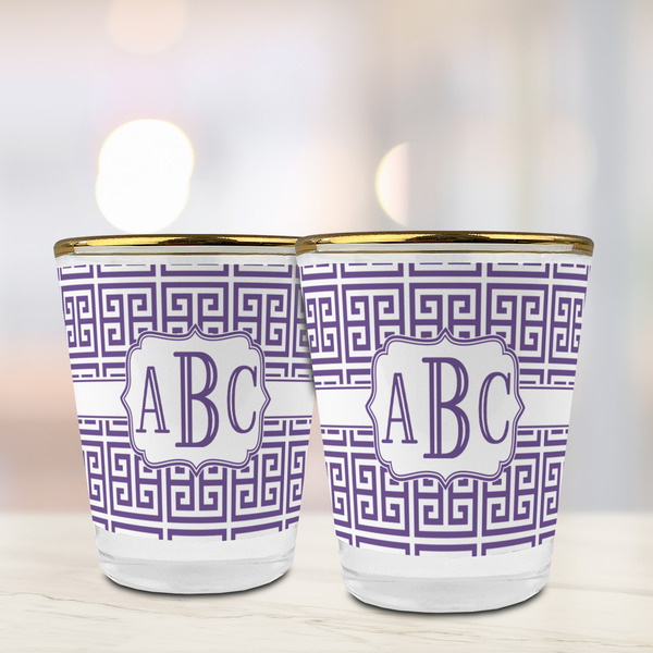 Greek Key Glass Shot Glass - with gold rim - LIFESTYLE