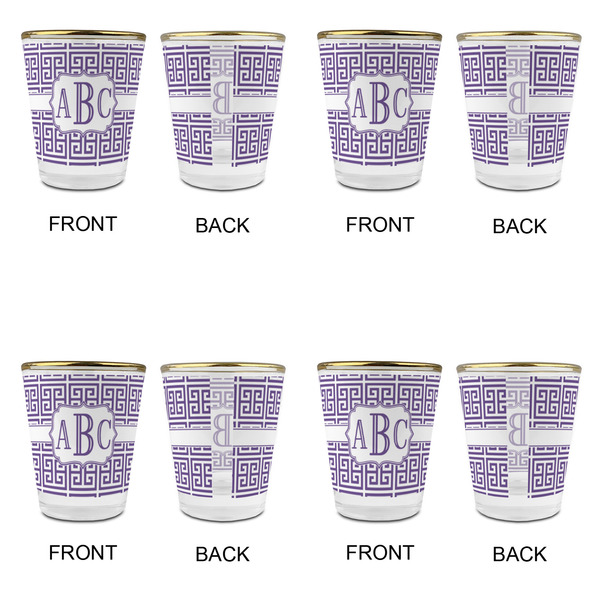 Greek Key Glass Shot Glass - with gold rim - Set of 4 - APPROVAL