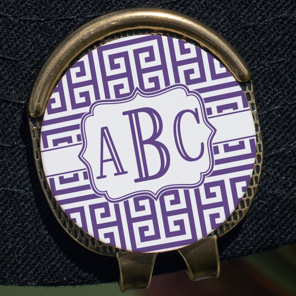 Greek Key Golf Ball Marker Hat Clip - Gold - Close Up