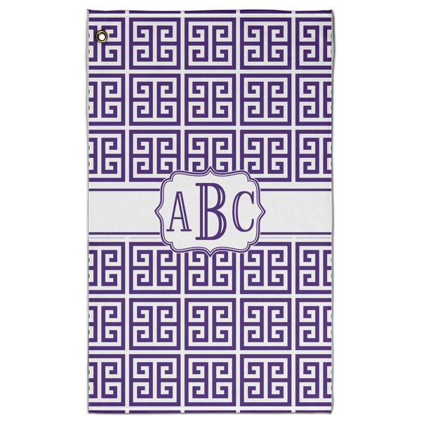 Custom Greek Key Golf Towel - Poly-Cotton Blend w/ Monograms