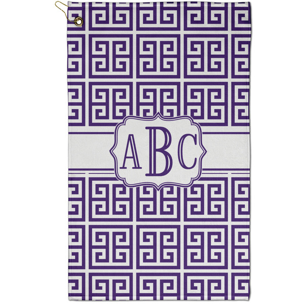 Custom Greek Key Golf Towel - Poly-Cotton Blend - Small w/ Monograms