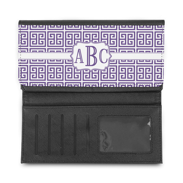 Greek Key Ladies Wallet - Half Way Open