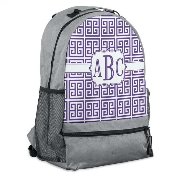 Custom Greek Key Backpack - Grey (Personalized)