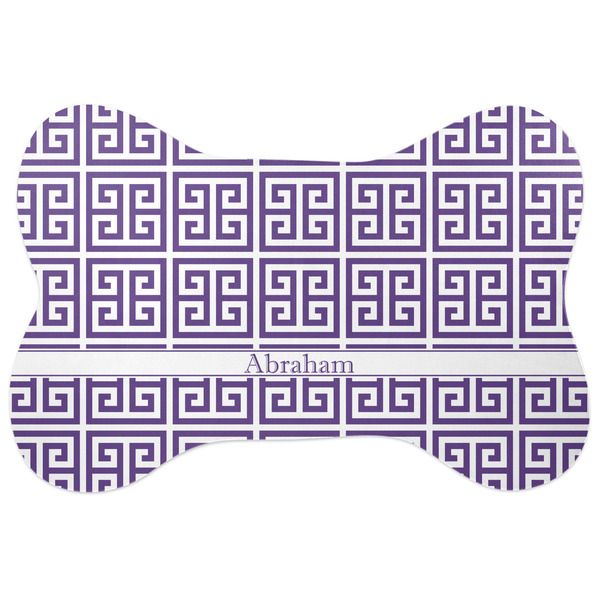 Custom Greek Key Bone Shaped Dog Food Mat (Personalized)