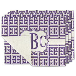 Greek Key Single-Sided Linen Placemat - Set of 4 w/ Monogram