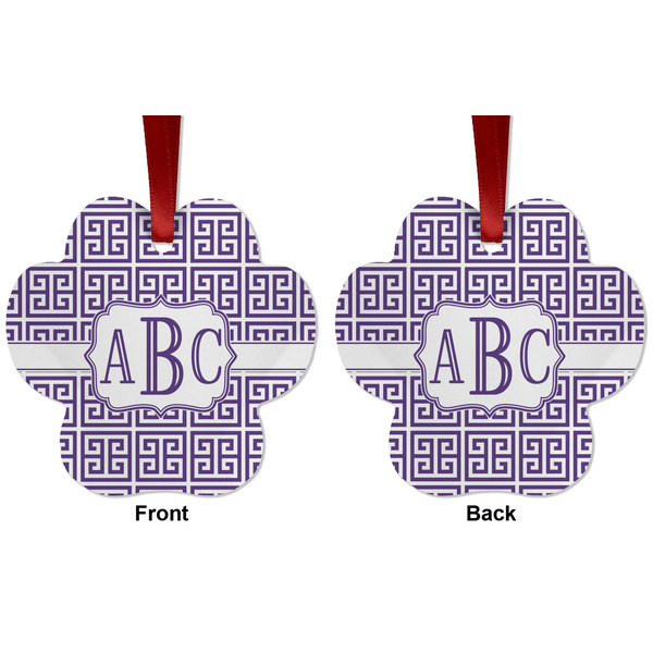 Greek Key Metal Paw Ornament - Front and Back