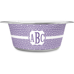 Greek Key Stainless Steel Dog Bowl - Small (Personalized)