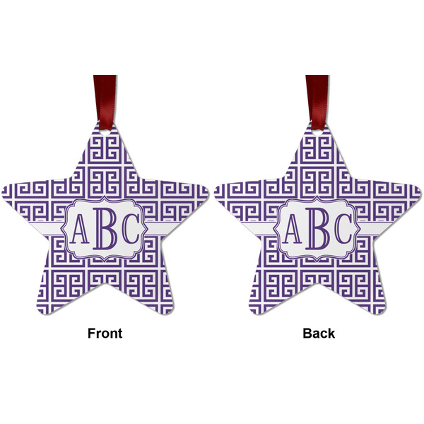 Greek Key Metal Star Ornament - Front and Back