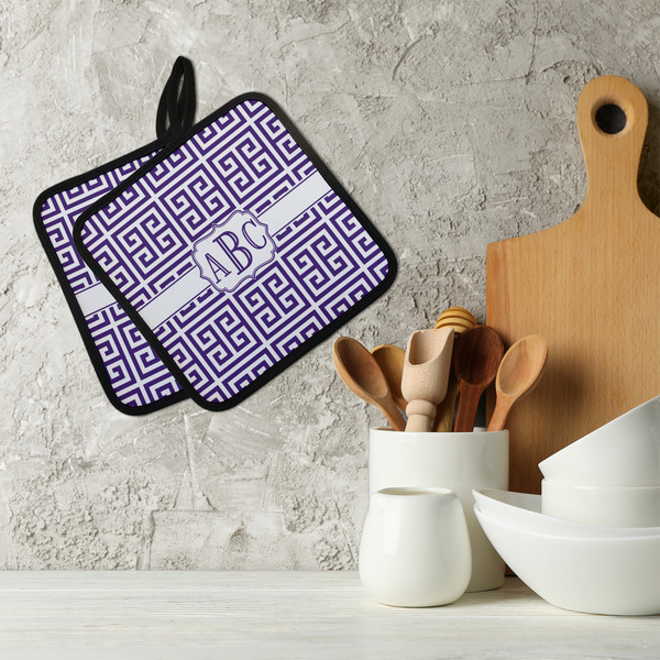 Greek Key Neoprene Pot Holder - Set of 2  LIFESTYLE