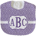 Greek Key Velour Baby Bib w/ Monogram