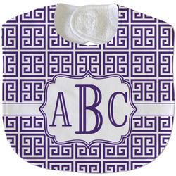 Greek Key Velour Baby Bib w/ Monogram