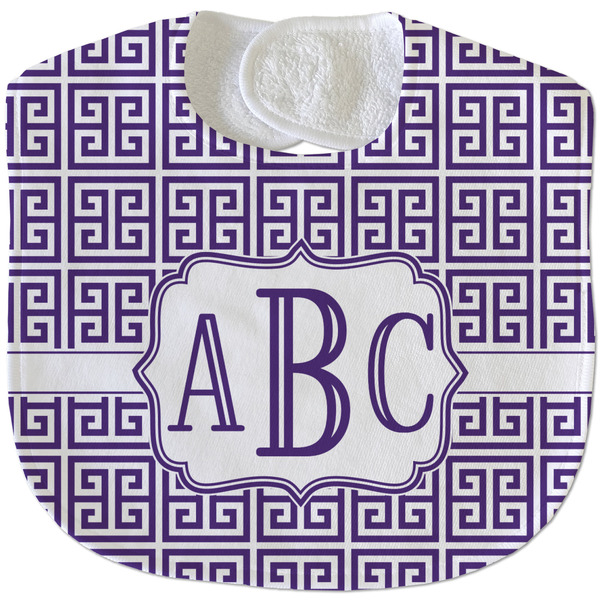 Greek Key New Baby Bib - Closed and Folded
