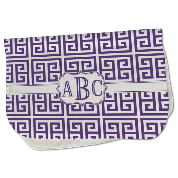 Custom Greek Key Burp Cloth - Fleece w/ Monogram