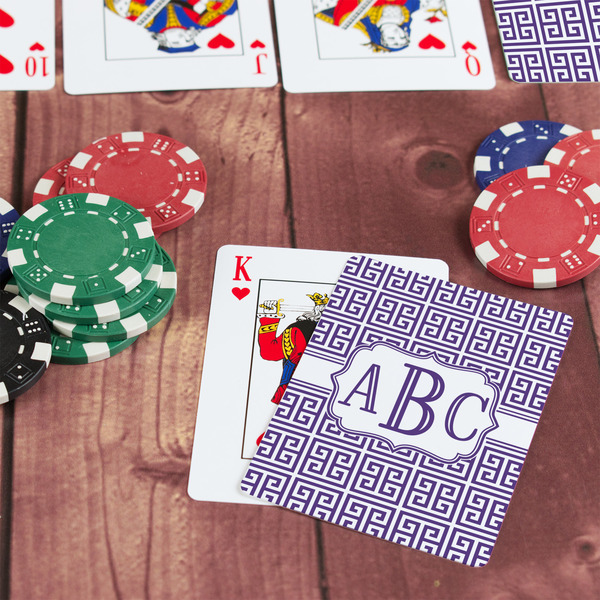 Greek Key On Table with Poker Chips