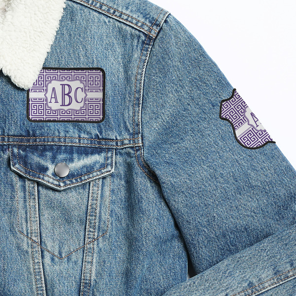 Greek Key Patches Lifestyle Jean Jacket Detail