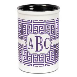 Greek Key Ceramic Pencil Holders - Black