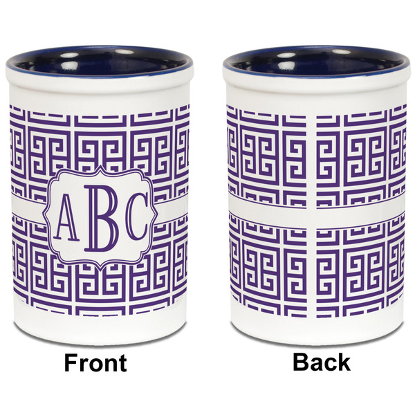 Greek Key Pencil Holder - Blue - approval