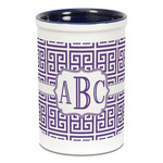 Greek Key Ceramic Pencil Holders - Blue
