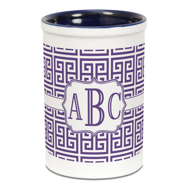 Greek Key Pencil Holder - Blue