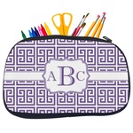 Greek Key Neoprene Pencil Case - Medium w/ Monogram