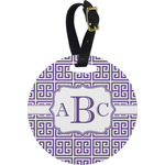 Greek Key Plastic Luggage Tag - Round (Personalized)