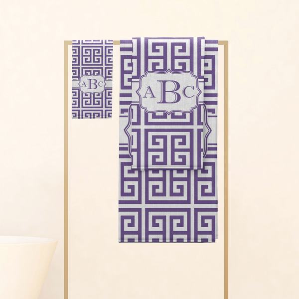 Greek Key Personalized Towel Set