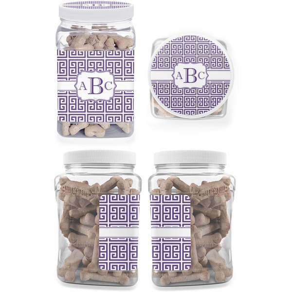 Greek Key Pet Treat Jar - Multiple Angles