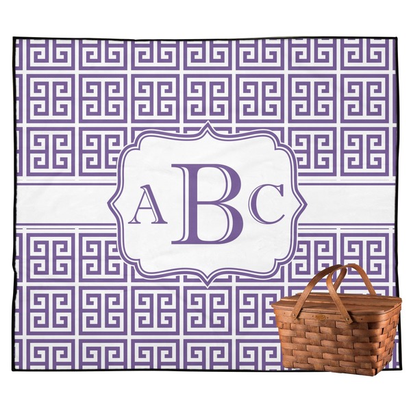 Custom Greek Key Outdoor Picnic Blanket (Personalized)