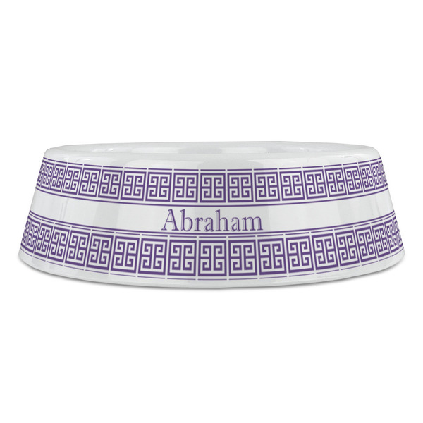 Greek Key Plastic Pet Bowls - Large - FRONT