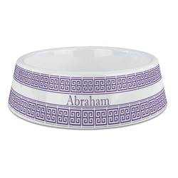 Greek Key Plastic Dog Bowl - Large (Personalized)