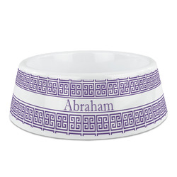 Greek Key Plastic Dog Bowl (Personalized)