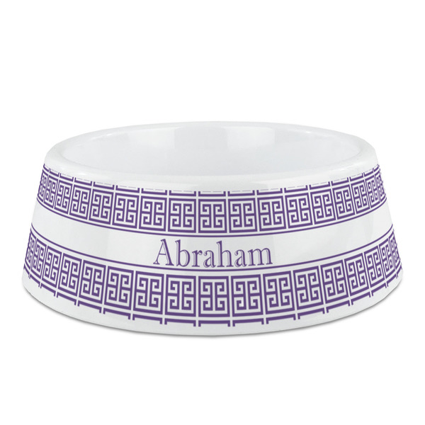 Custom Greek Key Plastic Dog Bowl - Medium (Personalized)