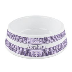 Greek Key Plastic Dog Bowl - Small (Personalized)