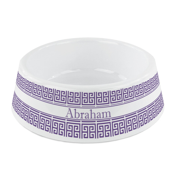 Custom Greek Key Plastic Dog Bowl - Small (Personalized)