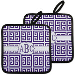 Greek Key Pot Holders - Set of 2 w/ Monogram