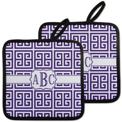 Greek Key Pot Holders - Set of 2 w/ Monogram