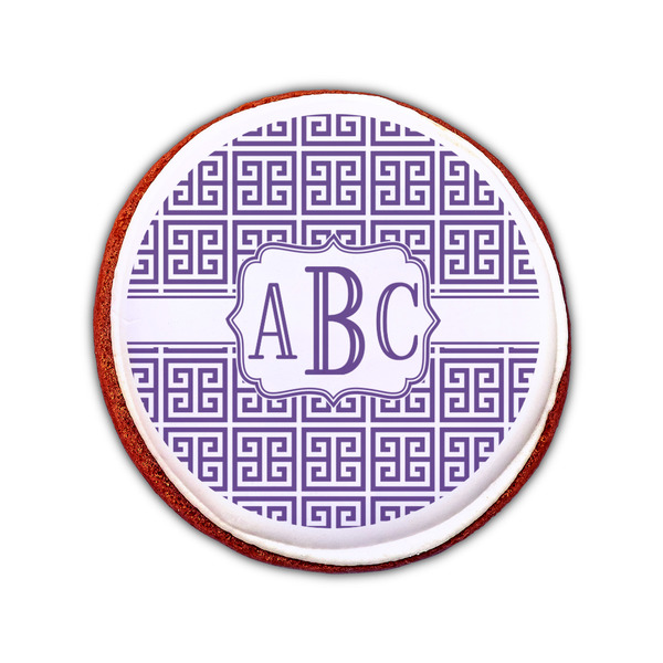 Greek Key Printed Icing Circle - Small - On Cookie