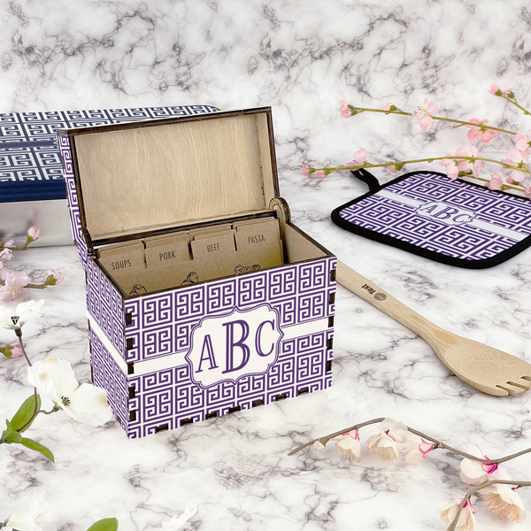 Greek Key Recipe Box - Full Color - In Context