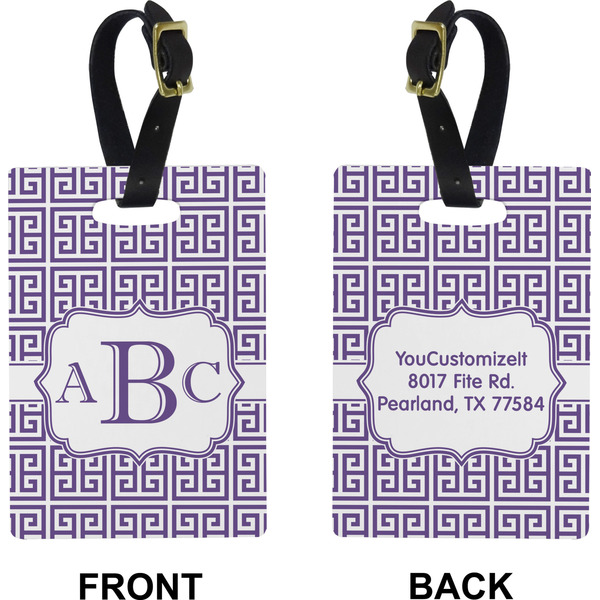 Greek Key Rectangle Luggage Tag (Front + Back)
